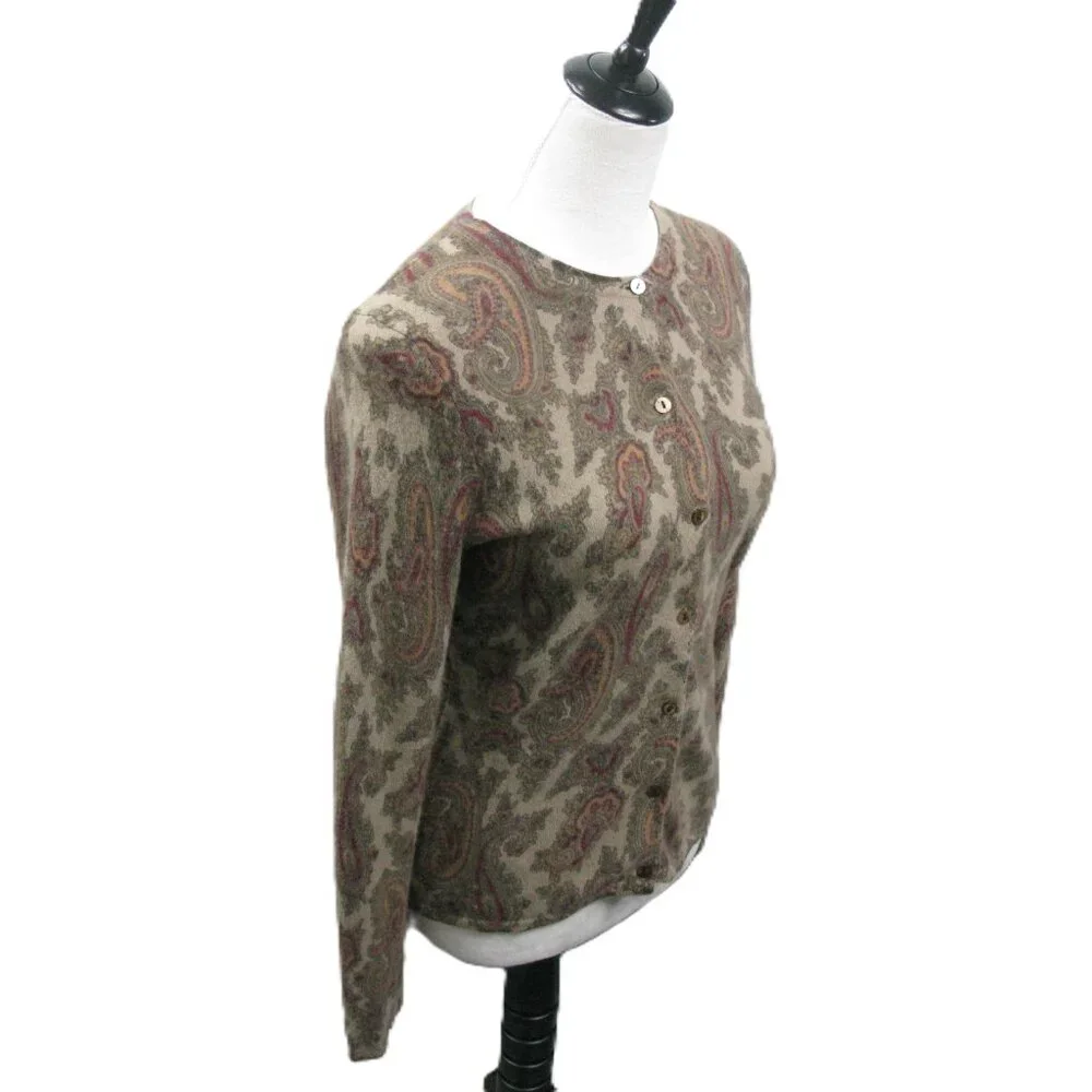 Susan Bristol Paisley Lambswool/Angora/Nylon Button Front Cardigan Size Medium - Picture 3 of 6